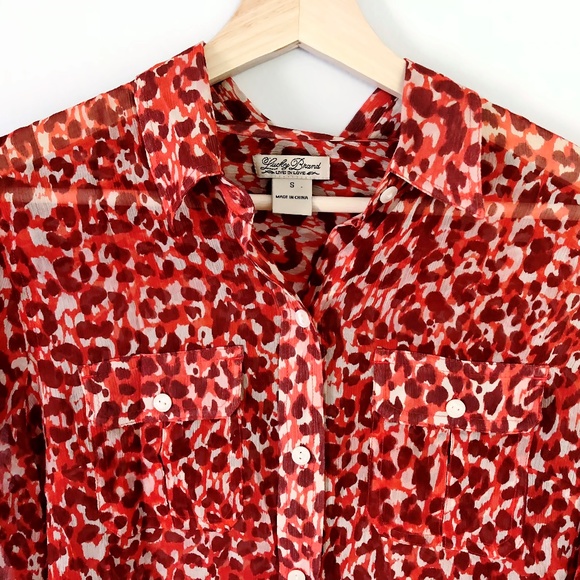 Lucky Brand Silk Sheer Leopard Print Button Down - Picture 4 of 8